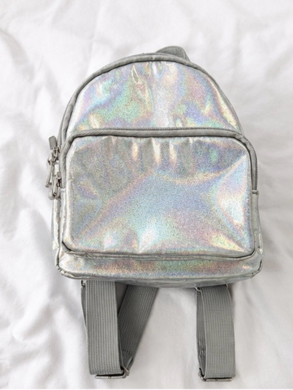Art Class Silver Holographic Mini Backpack Y2K Festival Bag